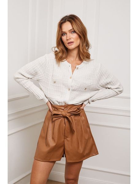 Joséfine Kardigan "Castel" w kolorze kremowym rozmiar: S. Brązowe swetry Joséfine, s, bez wzorów, z kaszmiru, bez ramiączek. Za 213.95 zł.