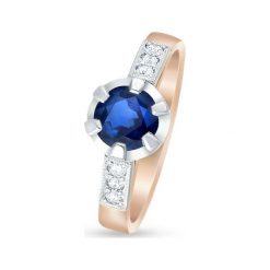 W.KRUK Piękny Pierścionek Złoty - złoto 585, Brylant 0,11ct,szafir - ZWI/PB+829K. Żółte pierścionki W.KRUK, z brylantem, złote. Za 11,990.00 zł.