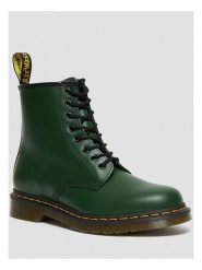 Dr. Martens Skórzane botki w kolorze zielonym rozmiar: 39. Zielone botki Dr Martens, bez wzorów, z okrągłym noskiem, bez obcasa, bez zapięcia. Za 588.81 zł.
