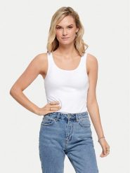 ONLY Top Live 15095808 Biały Stretch Fit. Białe topy ONLY, s, bez wzorów, z bawełny, bez kołnierzyka, bez ramiączek. Za 39.99 zł.