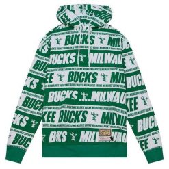 Bluza z kapturem Milwaukee Bucks Teamwrap. Zielone bluzy Mitchell & Ness, s, bez wzorów, z bawełny, eleganckie, bez ramiączek, z kapturem. Za 534.25 zł.