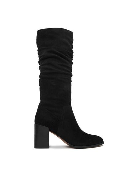 Nine West Kozaki CEO-BASZIRA-01 Czarny. Czarne kozaki Nine West, bez wzorów, z materiału, bez obcasa, na słupku, bez zapięcia. Za 299.99 zł.