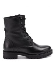 Geox Trapery D Hoara E D94FTE 00085 C9999 Czarny. Czarne traperki Geox, bez wzorów, ze skóry, bez obcasa, bez zapięcia. Za 389.99 zł.