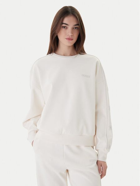 Guess Bluza V6RQ96 KCX22 Biały Regular Fit. Białe bluzy Guess, s, z aplikacjami, z syntetyku, bez ramiączek, bez kaptura. Za 439.99 zł.