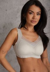 Szary Sportowy Biustonosz z Usztywnieniem Ozdobiony Siateczkową Wstawką Edalissa. Szare biustonosze sportowe Renee, bez wzorów, na jogę i pilates. Za 24.99 zł.