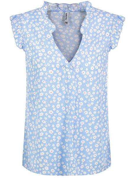 Sublevel Bluzka w kolorze błękitno-białym rozmiar: M. Niebieskie bluzki Sublevel, m, bez wzorów, z wiskozy, klasyczne, bez kołnierzyka, bez ramiączek. Za 48.16 zł.