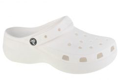 Klapki Crocs Model Classic Platform Clog W Kolor Biały. Białe klapki Crocs, bez wzorów, z gumy, bez obcasa, bez zapięcia. Za 276.00 zł.
