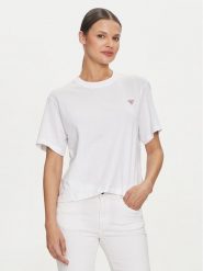 Guess Jeans T-Shirt W4YI05 K8HM0 Biały Regular Fit. Białe t-shirty Guess Jeans, m, z aplikacjami, z bawełny, bez kołnierzyka, bez ramiączek. Za 79.99 zł.