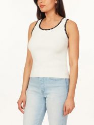 Scotch & Soda Top w kolorze biało-czarnym rozmiar: M. Białe topy Scotch & Soda, m, bez wzorów, prążkowane, bez kołnierzyka, bez ramiączek. Za 176.50 zł.