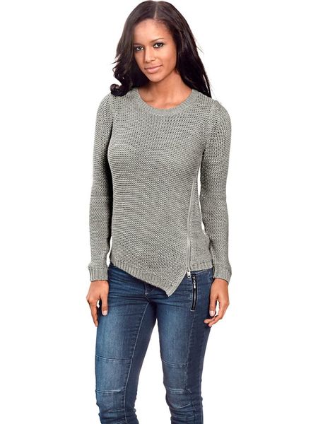 Heine Sweter w kolorze szarym rozmiar: 42. Szare swetry Heine, bez wzorów, prążkowane, klasyczne, bez ramiączek. Za 59.95 zł.