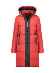 Geographical Norway Płaszcz zimowy "Bluma" w kolorze czerwonym rozmiar: S. Czerwone płaszcze Geographical Norway, na zimę, s, bez wzorów, z puchu, bez kaptura. Za 365.42 zł.