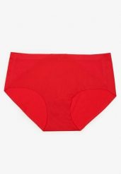 Czerwone Majtki Figi High Waist z Bezszwowym Wykończeniem Kolaniris. Czerwone figi Renee, bez wzorów, z jeansu, z podwyższonym stanem. Za 9.99 zł.