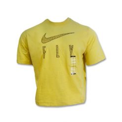 Koszulka damska Nike Dri-FIT Swoosh Fly Boxy T-shirt Wmns Lemon Wash. Żółte t-shirty Nike, l, bez wzorów, sportowe, bez kołnierzyka, bez ramiączek. Za 118.80 zł.