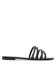 Giuseppe Zanotti Klapki E200003 Czarny. Czarne klapki GIUSEPPE ZANOTTI, bez wzorów, z tworzywa sztucznego, bez obcasa, bez zapięcia. Za 1,769.00 zł.