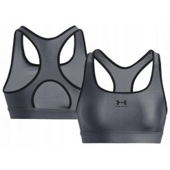 Stanik sportowy damski Under Armour Authentics Mid Padless. Szare biustonosze sportowe Under Armour, bez wzorów, na fitness i siłownię. Za 79.99 zł.