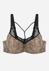 Czarno-Beżowy Biustonosz z Ozdobną Siateczką i Paseczkami przy Dekolcie Anesa. Czarne biustonosze Born2be, bez wzorów. Za 49.99 zł.