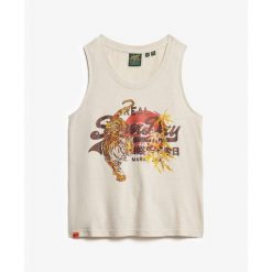 Damski tank top Superdry Vintage Logo Tokyo. Brązowe bielizna termoaktywna damska Superdry, bez wzorów, bez ramiączek. W wyprzedaży za 145.75 zł.