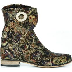 Wsuwane płaskie botki za kostkę - skóra naturalna - model 270 - kolor złota mozaika. Żółte botki Zapato, bez wzorów, z materiału, biznesowe, za kostkę, bez obcasa, na płaskiej podeszwie, bez zapięcia. Za 399.00 zł.
