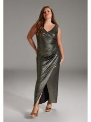 SWING Sukienka w kolorze khaki rozmiar: 42. Brązowe sukienki Swing, bez wzorów, bez kołnierzyka, bez ramiączek, maxi. Za 270.39 zł.