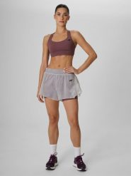 4F Spodenki treningowe szybkoschnące damskie - brązowe XS. Brązowe szorty sportowe 4f, bez wzorów, z podwyższonym stanem, na fitness i siłownię. Za 149.99 zł.