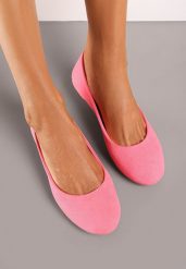 Fuksjowe Balerinki Gibbs. Czerwone baleriny Renee, bez wzorów, eleganckie, z okrągłym noskiem, bez obcasa, na płaskiej podeszwie, bez zapięcia. Za 39.99 zł.