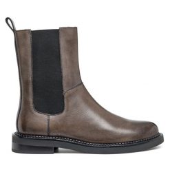 Sztyblety Geox. Brązowe botki Geox, bez wzorów, bez obcasa, na płaskiej podeszwie, bez zapięcia. Za 319.99 zł.