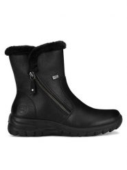 Rieker Botki Z7181-00 Czarny. Czarne botki Rieker, bez wzorów, bez obcasa, na płaskiej podeszwie, bez zapięcia. Za 299.99 zł.