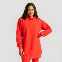 Bluza damska fitness z kapturem długa czerwona Limitless Longline. Czerwone bluzy z kapturem GYMBEAM, l, bez wzorów, z bawełny, z kapturem, na fitness i siłownię. Za 127.90 zł.