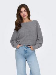 ONLY Sweter w kolorze szarym rozmiar: L. Szare swetry ONLY, l, bez wzorów, bez ramiączek. Za 140.86 zł.