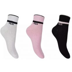Fila skarpetki 3-pack quarter biały/róż 35-38. Czarne skarpetki Fila, bez wzorów. Za 136.99 zł.