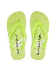 Calvin Klein Jeans Japonki Beach Sandal Monologo Tpu YW0YW01246 Zielony. Zielone japonki Calvin Klein Jeans, bez wzorów, z jeansu. Za 99.99 zł.