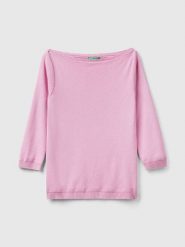 Benetton Sweter w kolorze jasnoróżowym rozmiar: L. Różowe swetry Benetton, l, bez wzorów, z bawełny, bez ramiączek. Za 101.23 zł.