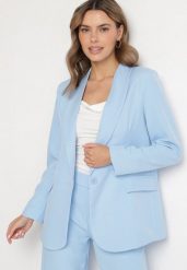Jasnoniebieska Marynarka Ozdobiona Imitacją Kieszeni Sovzedi. Niebieskie marynarki i żakiety Born2be, l, bez wzorów, z jeansu, eleganckie, bez ramiączek. W wyprzedaży za 84.99 zł.