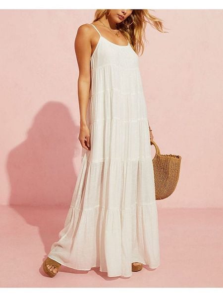 Milan Kiss Sukienka w kolorze białym rozmiar: XL. Białe sukienki Milan Kiss, na imprezę, xl, bez wzorów, z wiskozy, bez kołnierzyka, bez ramiączek, maxi. Za 161.73 zł.