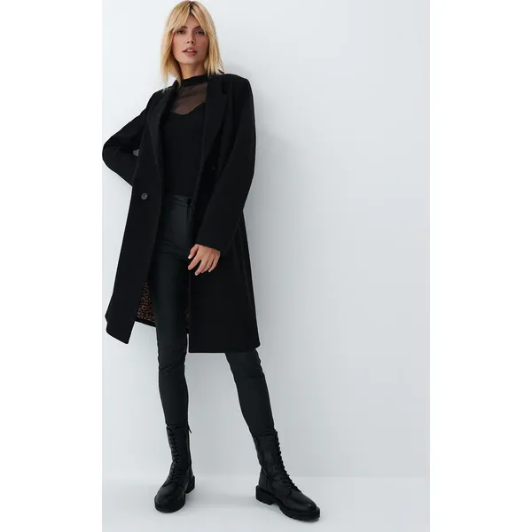 Czarny płaszcz - Czarny. Czarne płaszcze Mohito, bez wzorów, bez kaptura. Za 249.99 zł.