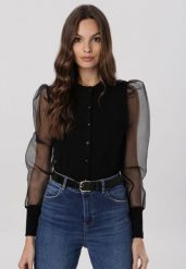 Czarny Kardigan Tanisha. Czarne swetry Born2be, m, bez wzorów, z dzianiny, klasyczne, bez ramiączek. W wyprzedaży za 93.49 zł.