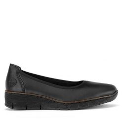 Baleriny Rieker. Czarne baleriny Rieker, bez wzorów, bez obcasa, bez zapięcia. Za 219.99 zł.
