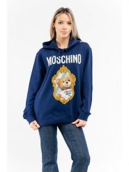 Moschino Bluza w kolorze granatowym rozmiar: 42. Niebieskie bluzy MOSCHINO, bez wzorów, z bawełny, z kapturem. Za 571.03 zł.