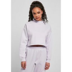 Bluza damska Urban Classics cropped oversized high neck crew. Fioletowe bluzy Urban Classics, bez wzorów, bez ramiączek, bez kaptura. Za 183.50 zł.