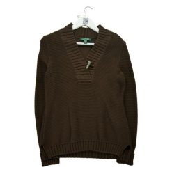 Brązowy sweter damski. Brązowe swetry Ralph Lauren, l, bez wzorów, z materiału, eleganckie, bez ramiączek. Za 51.08 zł.