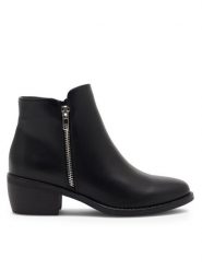 JENNY Botki JOVITE H12828-1 Czarny. Czarne botki Jenny, bez wzorów, z syntetyku, bez obcasa, na słupku, bez zapięcia. Za 139.99 zł.