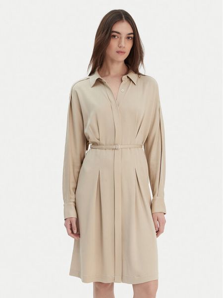 BOSS Sukienka koszulowa Dolala 50552373 Beżowy Relaxed Fit. Brązowe sukienki Boss, bez wzorów, z wiskozy, bez kołnierzyka, bez ramiączek, koszulowe. Za 1,699.00 zł.
