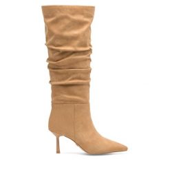 Kozaki Nine West. Brązowe kozaki Nine West, bez wzorów, bez obcasa, na szpilce, bez zapięcia. Za 329.99 zł.