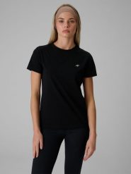 4F T-shirt regular gładki damski - czarny S. Czarne t-shirty 4f, s, bez wzorów, z bawełny, klasyczne, bez kołnierzyka, bez ramiączek. Za 49.99 zł.