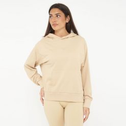 Unisex Bluza z kapturem F BOXY beżowa. Brązowe bluzy LEGEA, s, bez wzorów, z bawełny, bez ramiączek, z kapturem. Za 96.00 zł.