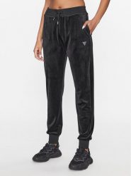 Guess Spodnie dresowe V3BB27 KBXI2 Czarny Regular Fit. Czarne spodnie dresowe Guess, z aplikacjami, z dresówki. Za 239.99 zł.