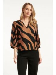 Smashed Lemon Bluzka w kolorze jasnobrązowo-czarnym rozmiar: 3XL. Brązowe bluzki Smashed Lemon, xl, bez wzorów, bez kołnierzyka, bez ramiączek. Za 104.99 zł.