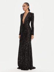 Elisabetta Franchi Sukienka wieczorowa AB-R13-56E2-V860 Czarny Regular Fit. Czarne sukienki Elisabetta Franchi, bez wzorów, z syntetyku, wizytowe, bez kołnierzyka, bez ramiączek. Za 2,999.00 zł.