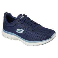 Buty do chodzenia damskie Skechers Flex Appeal Brilliant View. Niebieskie buty treningowe Skechers, bez wzorów, bez zapięcia, na fitness i siłownię. Za 449.00 zł.