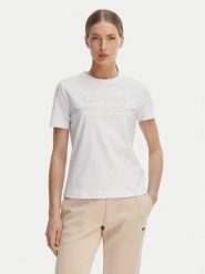 Guess T-Shirt V6GI07 K2968 Biały Regular Fit. Białe t-shirty Guess, xxs, z aplikacjami, z bawełny, bez kołnierzyka, bez ramiączek. Za 154.99 zł.